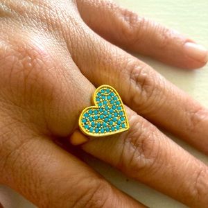 Women’s Gold Parklane turquoise pave hearts ring!